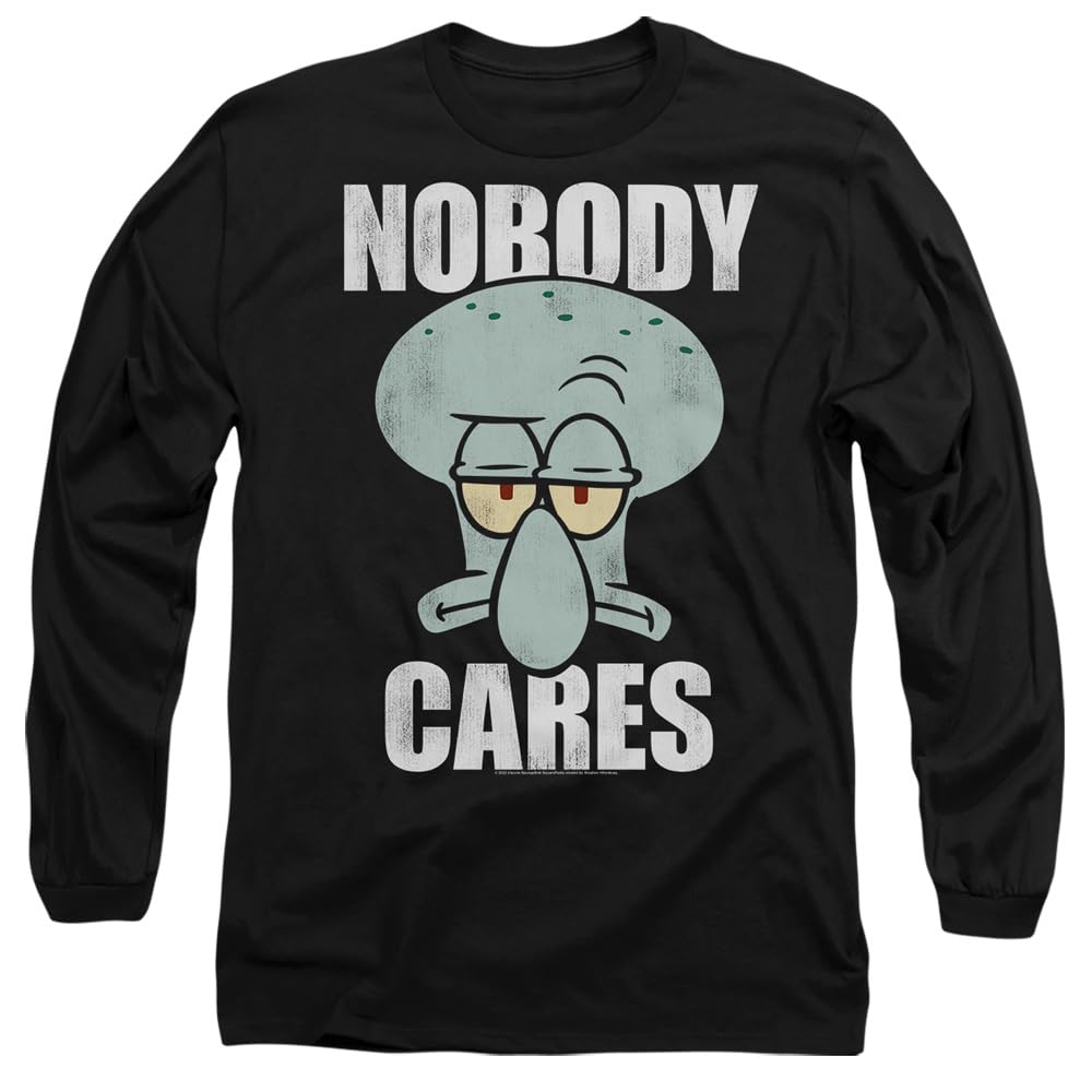 Spongebob Nobody Cares Meme Mens Long Sleeve T Shirt, Black, XX-Large