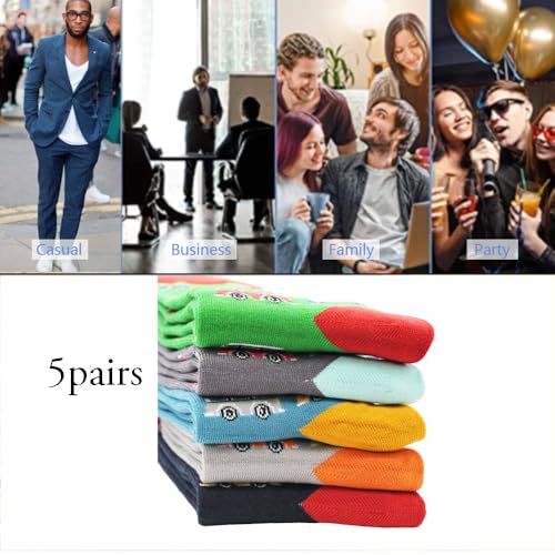 Lavencious Novelty Soft Viscose Fiber Casual Crew Socks for Men Shoe Size 7-12, Sock Size 10-13, 5/6 Pairs3