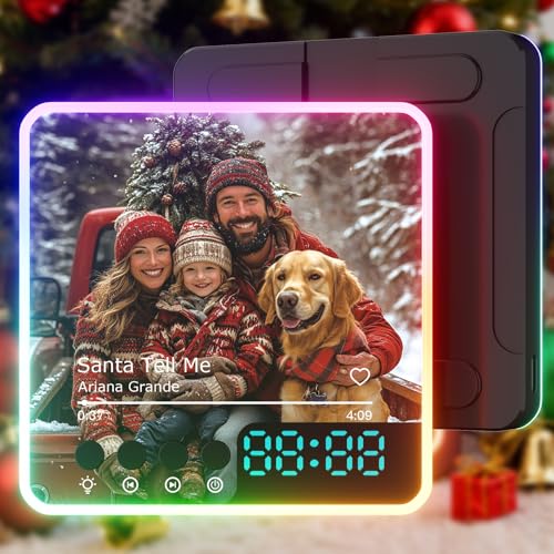 witfox Imanes Personalizados Nevera con Música - Iman Personalizado con Foto y Canción de Spotify, con Tira de Luces y Reloj, Regalo de Targa Spotify Personalizada para Amigos, Familiares y Parejas