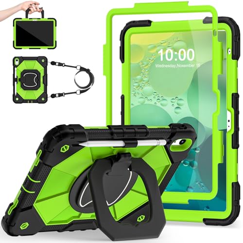 Auizotl Case for iPad (A16) 11th Generation 11 Inch (2025) /iPad 10th Generation 10.9 Inch (2022) with Rotating Stand Screen Protector,Heavy Duty Shockproof Cover for i Pad 10th Gen Case,Black Green