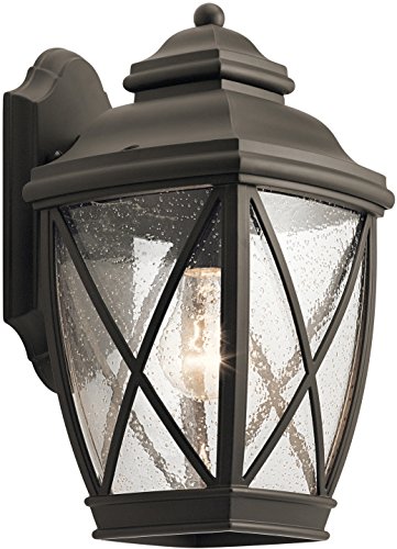 Best Cyber Deals 🔥 Tangier 13.5" 1 Light Outdoor Wall Light with Clear Seeded Glass in Olde Bronze