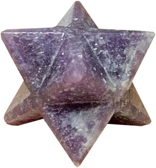Natural Stone Dark Lepidolite Merkaba with Velvet Pouch (1 Pcs)