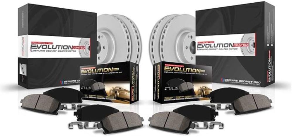 Power Stop CRK5376 Front and Rear Coated Brake Rotors and Ceramic Brake Pads Brake Kit For 2011-2015 Sonata [2015 Hybrid Only] | 2011-2016 Optima [Application Specific]