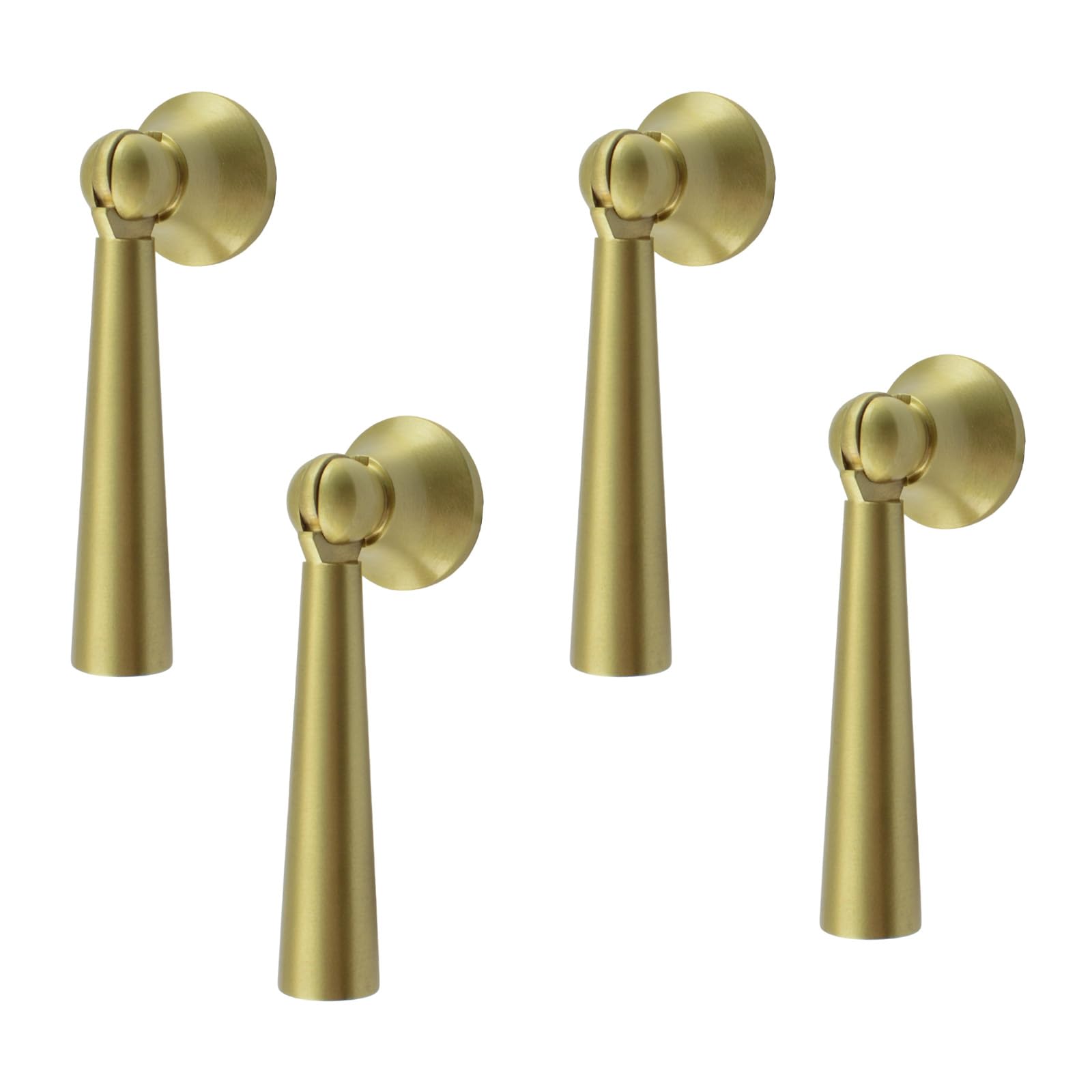 MOROBOR 4Pcs Teardrop Cabinet Pulls, Brushed Brass Pendant Handles Single Hole Handle with Mounting Screws for Wardrobe Cupboard Drawer Door Furniture Decorative