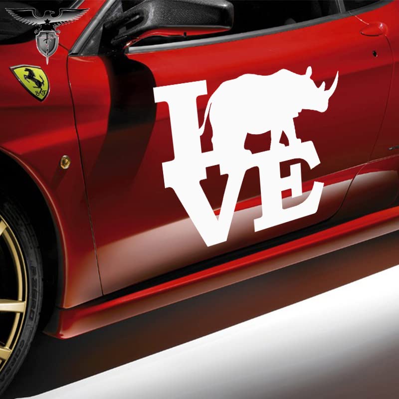 Gadgets Wrap Rhino Love Graceful Car Sticker Truck Zoo Africa Rhinoceros Mother's Day Halloween Wall Decal Mural Vinyl Sticker (43cm x 53cm)