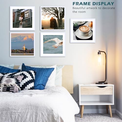 Image of JCJMY 12.5x12.5 Picture Frame White with 10x10 Mat for Vinyl Record Album Cover Poster, Display Photo 10x10 with Mat or 12.5 x 12.5 Without Mat, Wall Hanging Vinyl Record Frame with Plexiglass, White