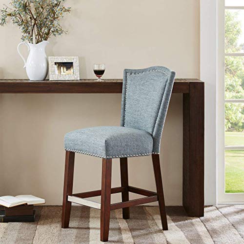 Madison Park Nate Collection Counter Stool Grey With Nail Head Accent, See Below, Blue Multi #TOP1