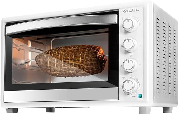 Cecotec Horno Convección de Sobremesa de 46 Litros Bake&Toast 4600 White Gyro. 2000 W, Luz Interior, 12 Funciones, Temperatura hasta 230º, Puerta de doble Cristal, Incluye Rustidor Giratorio