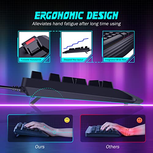 Yesbeaut Gaming Keyboard, 7-Color Rainbow Led Backlit thumb #2