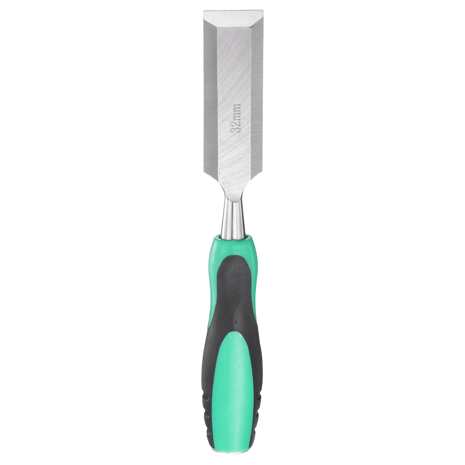 sourcing map Steel Wood Chisel 32mm / 1-1/4" Wide Blade Wood Working Flat Tip Chisel Woodworking Hand Tool with Plastic Non-Slip Handle for Carpentry Carving DIY Projects, Green-Black