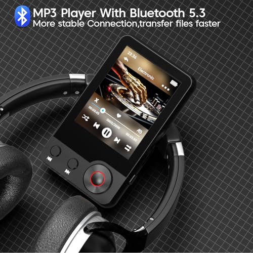 Image of Sounce M25 32GB MP3 Player with Bluetooth 5.3 Touch Screen Music Player HiFi Speaker 2.4 Inch Display FM Radio Voice Recorder Video Ebook SD Card Support Portable Audio Player Premium Edition (Black)