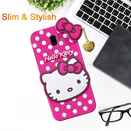 Image of Unirock Hello Kitty Back Case Cover for Samsung Galaxy J6 Plus| 3D Cute Hello Kitty Case |Soft Silicone Rubber Back Cover with Pendant Kitty Cover for Samsung Galaxy J6 Plus (Pink)