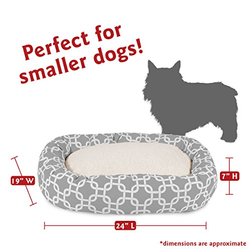Image of Majestic Pet 24 Inch Links Sherpa Calming Dog Bed Washable - Cozy Soft Round Dog Bed with Spine for Head Support - Fluffy Donut Dog Bed 24x19x7 (inch) - Round Pet Bed Small - GRAY