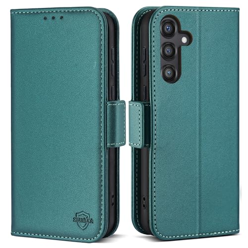 Étui Samsung S25 Plus portefeuille RFID antichoc à rabat avec porte-carte et support vidéo vert