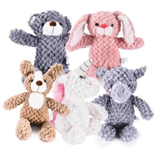 Image of Snug A Babies 5 Set Animals and Teddy Bears - Plush Toys Bulk - Stuffed Animals for Kids - Baby Shower Small Bear Animal Assortment - Soft Pack of Stuffed Animals for Girls and Boys