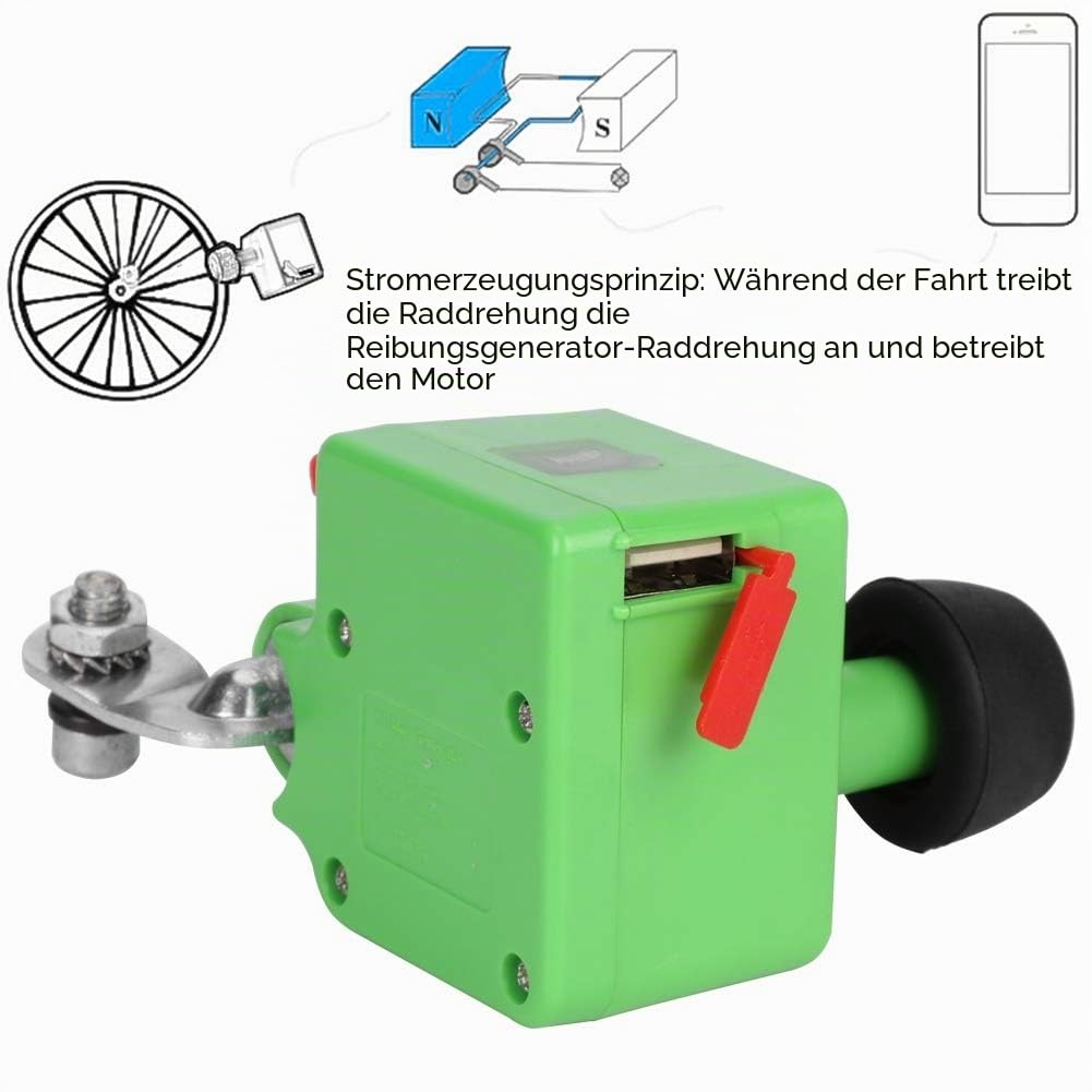 Fahrrad-Dynamo-Generator, Elektrischer Fahrrad-Generator mit Wiederaufladbarem USB-Ausgang, Kompakter Motorisierter Reibungsgenerator 1000 MAh Handy-Ladegerät Power Bank Zum Reiten Sport & Freizeit