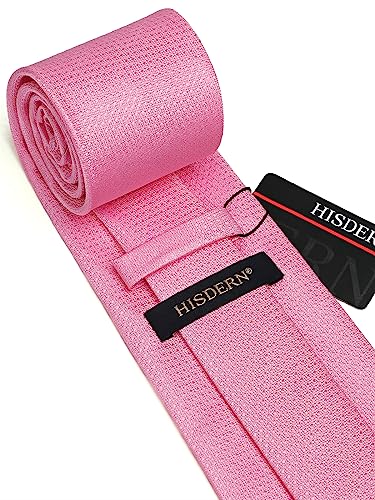 Image of HISDERN Mens Ties Solid Color Tie and Pocket Square Set Classic Woven Formal Neckties & Handkerchief Wedding Party