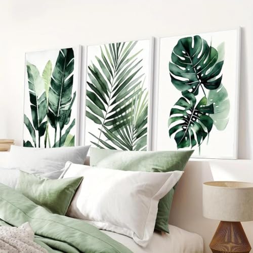 Decoración moderna del hogar sin esfuerzo usando láminas de plantas tropicales en lienzo