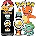 Pokémon Light-Up Watch for Kids – Pikachu & Friends Themed, Digital LCD Display, Flashing Dial, Printed Strap Design, Metallic Case, Adjustable Band with Metal Buckle