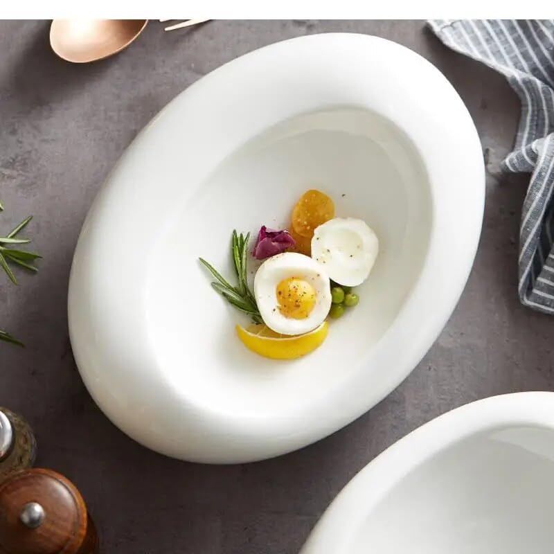 Piatti creativi in ceramica bianca per la casa piatto freddo vassoio di stoccaggio forniture per la cucina hotel stoviglie piatto freddo cena stoviglie (28 cm)