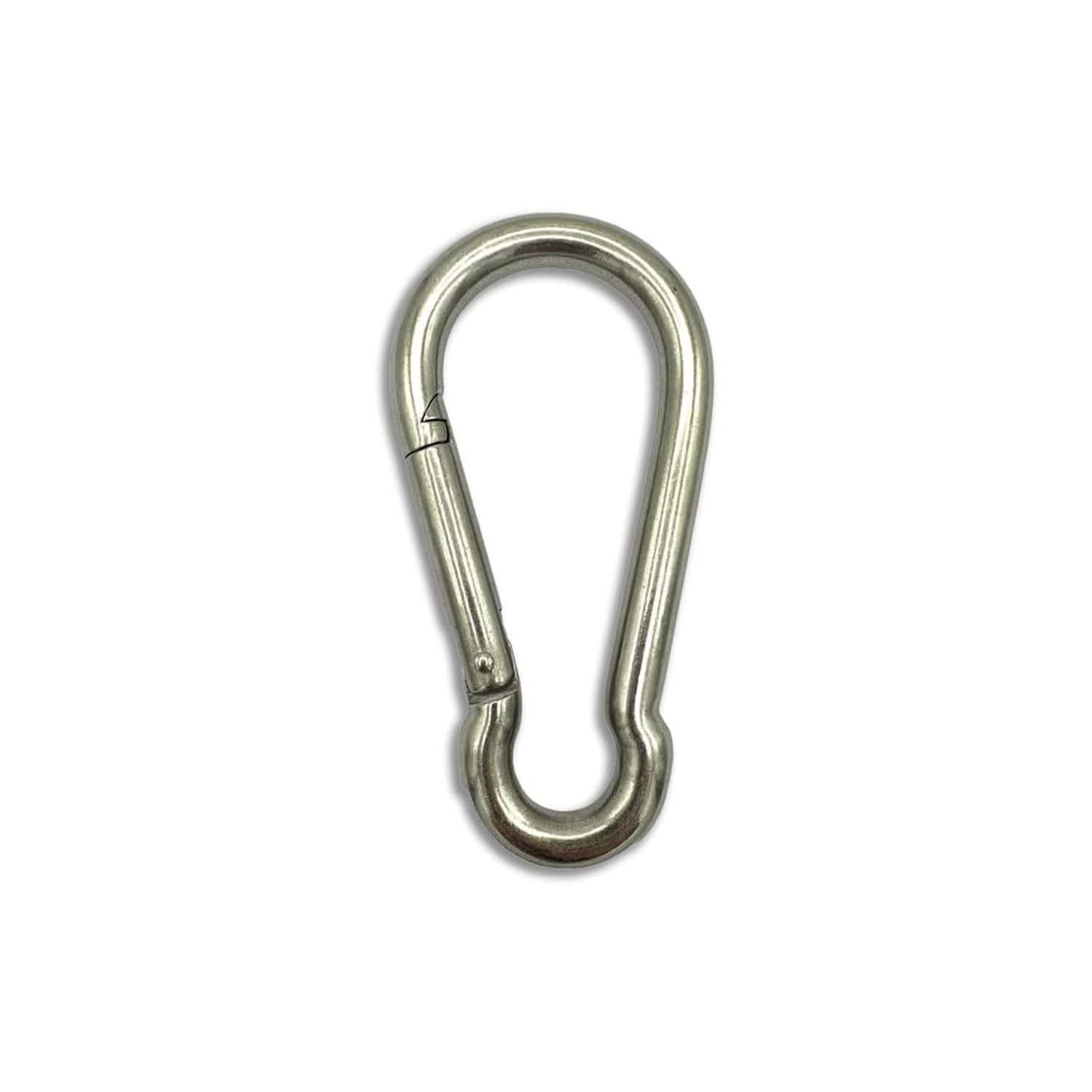 Karabiner Schnapphaken - Edelstahl V2A Extra Stark Hochbelastbar Schwerlast Karabiner - DIN 5299 Federhaken Werkzeughaken Outdoor Boot 50 Stück Set