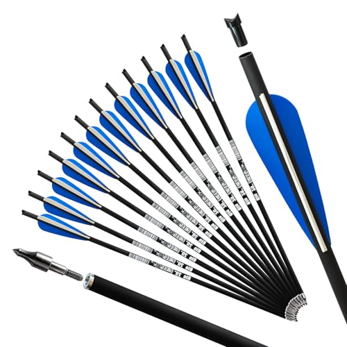 REEGOX Crossbow Bolts 16/18/20 inch Bio Crossbow Arrows with Moon Nocks and Removable Tips (Pack of 12) (20