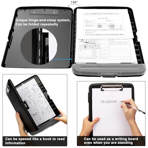SFLHHDM Clipboard with Storage for Office Supplies Clip Boards 8.5x11 with Storage for Nurse, Side Open Nurse Clipboards Foldable Storage Clipboard, Plastic Clipboards with Low Pro image 7