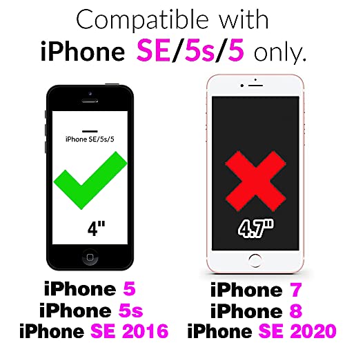 Compatible with iPhone 5S 5 SE 2016 5SE Wallet Case and Tempered Glass Screen Protector Flip Card Holder Purse Cell Phone Cover for iPhone5 iPhone5s iPhoneSE iPhone6se i 6SE iPhone5se Women Men Purple