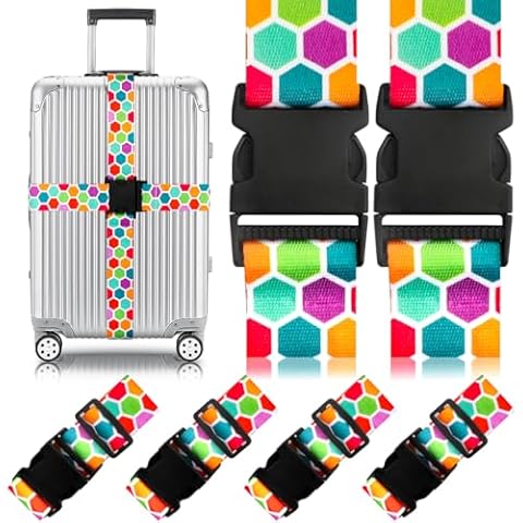 Gutsdoor Adjustable Travel Luggage Strap Suitcase Belt Travel Bag Accessories 1.96 in W x 6.4 ft L (4 Pack) Cover