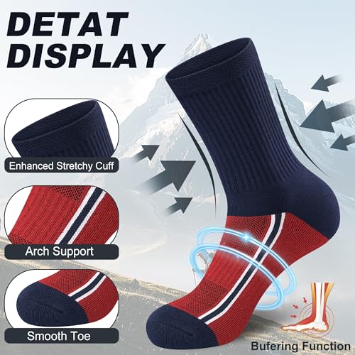 Gonii Men's Athletic Crew Socks 5-Pairs - Blister Defense & Cushioned for Running, Hiking, Sports2