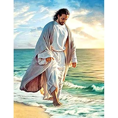Sonsage Jesus Diamond Painting Kits for Adult Easter Religion Christ Diamond Art Paint by 5D Full Round Drill Gem DIY Belief Craft for Home Wall Decor Gift 12*16 Inch Cover