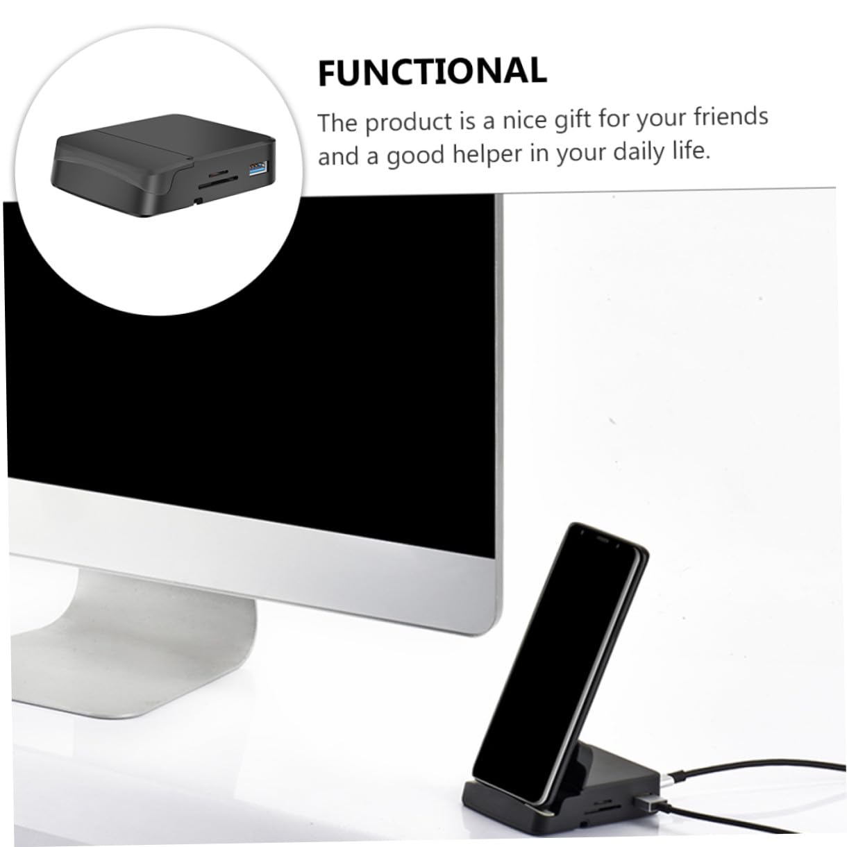 jojofuny Concentrador USB Multipuerto, Adaptador de Viaje USB-c Soporte para Teléfono, Carga PD 3.0, Resolución 4k, Uso en Oficina