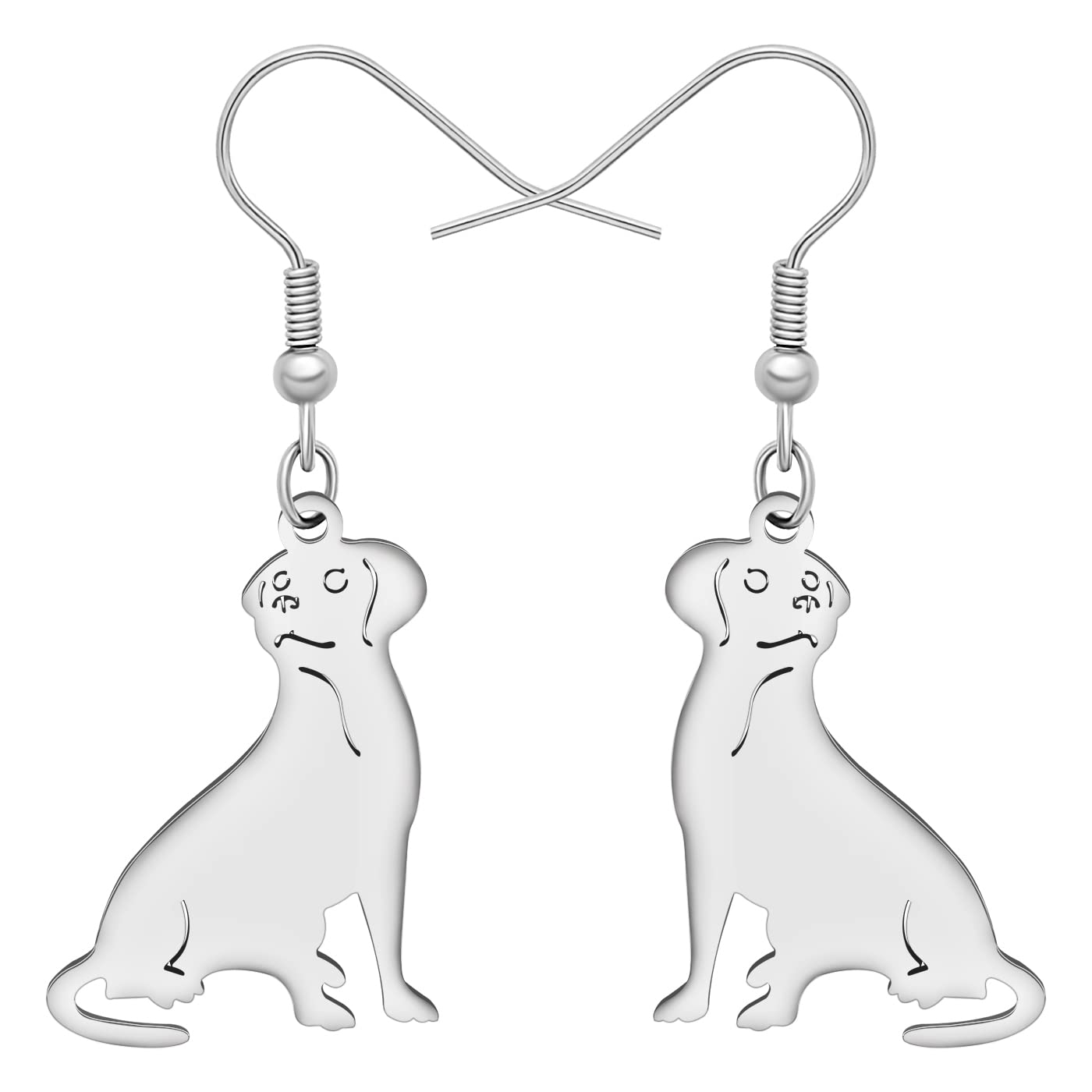 BAMAY Acero Inoxidable Labrador Perro Pendientes Cachorro Colgante Novedad Joyería Labrador Regalos para Mujeres Niñas 2 517TFL2DTQL