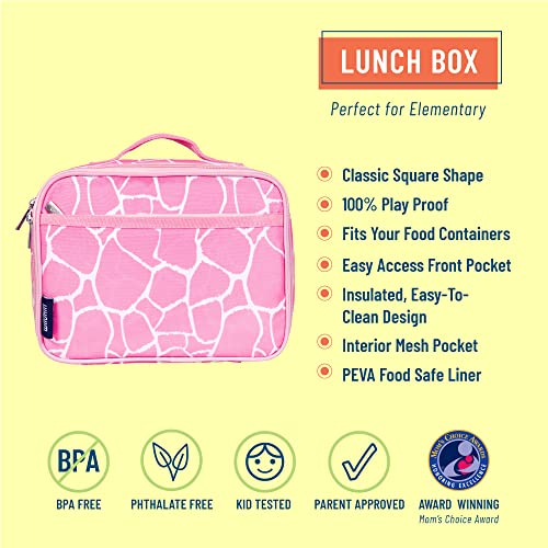Wildkin Kids Insulated Lunch Box Bag For Boys & Girls, Reusable Kids Lunch Box Is Perfect For Elementary, Ideal Size For Packing Hot Or Cold Snacks For School & Travel Bento Bags (Pink Giraffe) #TOP1