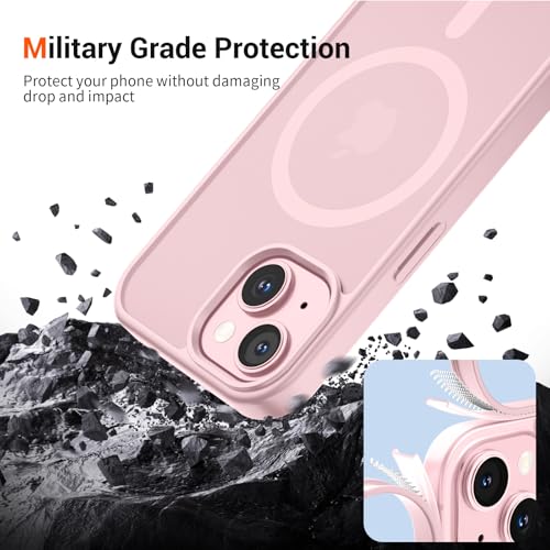 vnnink for iPhone 15 Case,iPhone 14/iPhone 13 Case, Magnetic Matte Military Grade Drop Protection Translucent Cell Phone Cover,Rugged Shockproof Cover,Light Pink - image 5