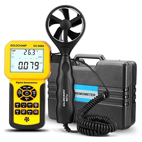 GOLDCHAMP Kethvoz 846A Wind Meter CFM Meter Digital Anemometer Wind Meter Airflow Meter to Measure Wind Speed Temperature Meter for HVAC Windsurfing, Sailing and Surfing Cover