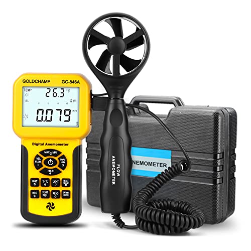 GOLDCHAMP 846A Windmesser CFM-Messgerät, Kethvoz Digital Anemometer Windmessgerät Airflow Meter to Measure Wind Speed Temperaturmessgerät für HVAC Windsurfen Segeln Surfen Cover