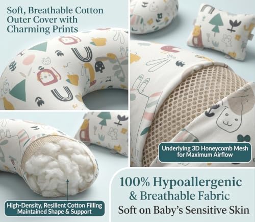 Image of Proliva Feeding Pillow for New Born Baby with Detachable Cover Breast Feeding & Maternity Nursing Pillow for Breastfeeding Support for Baby Feeding Pillow for Mom