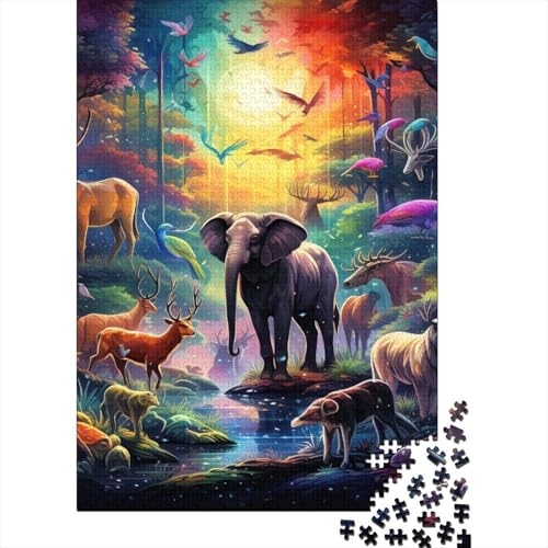 Image of African Animal Paradise 1000 Piece Jigsaw Puzzle for Adults Cardboard Wildlife Kingdom Realistic Scene Family Game Night Home Art Decor Stress Relief