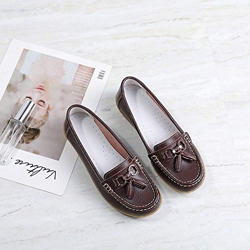Image of Shoes Loafers for Women Classic Leather Loafers Casual Slip-On Boat Shoes ComfortWalking Moccasins Soft Sole Shoes