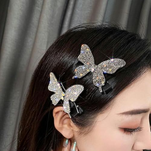Pince à cheveux papillon diamant pour fixer la frange et l'arrière de la tête - 3