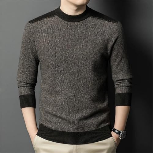 Men Winter Thick Slim Fit Knit Pullovers Mock Neck Smart Casual Knitted Sweater4