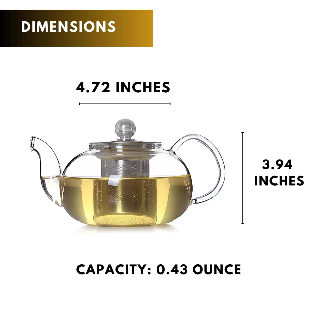 13.5oz Glass Tea Pot Set with Infuser thumbnail 2