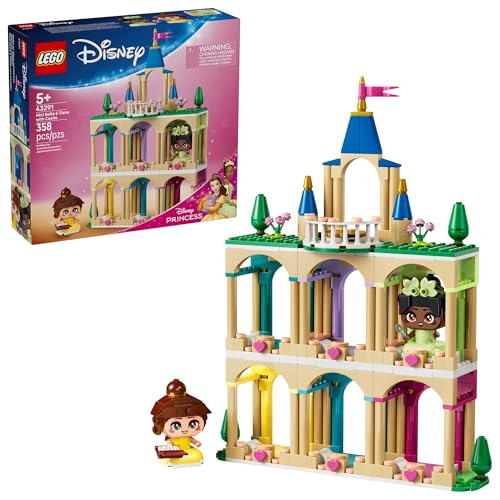 LEGO Disney Princess Mini Belle & Tiana with Castle Building Toy - Princess Toy Figures & Playset for Girls & Boys, Ages 5+ - Gift for Birthday -...