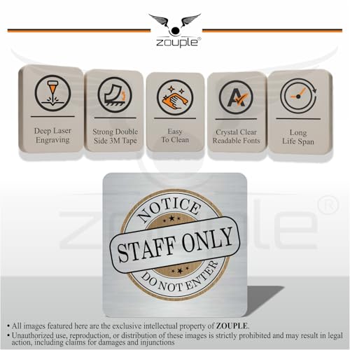 Image of STAFF ONLY Sign, 6x6 Inch, Durable Steel, Self-Adhesive