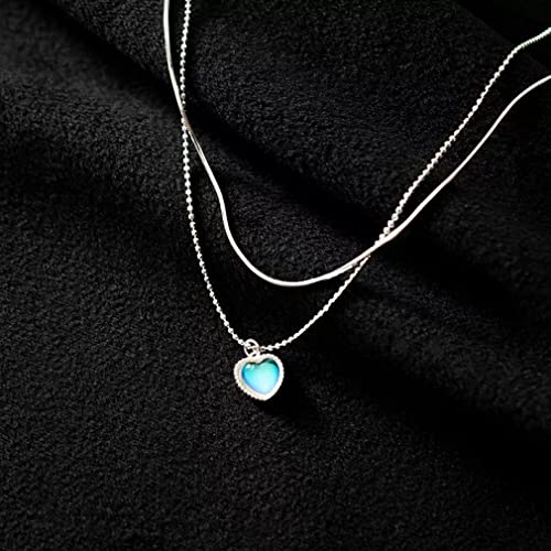 Collier pendentif coeur double couche argent 925 cadeau idéal - 2