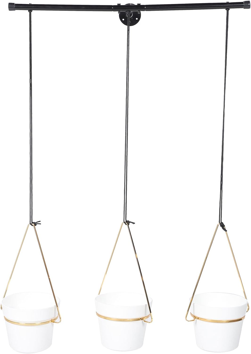 Milisten Indoor Hanging Flowerpot Holder Ceiling Planter Hanger Detachable Iron Frame Gold Ring Wall-mounted Rack for Indoor Plants Gardening