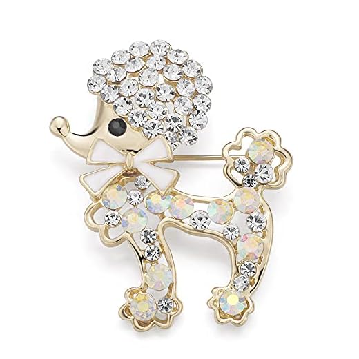 QYQMYK Encantadores Broches De Perro Caniche Pines Accesorios De Sombrero De Cristal Bufanda Clip Broches De Nudo De Mariposa para Mujeres Pines De Boda