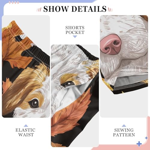 Jack Russell Dog Maple Leaf Boys Long Pants Soft Trousers Elastic Waist Kids Lounge Bottoms with Pockets S-XL4