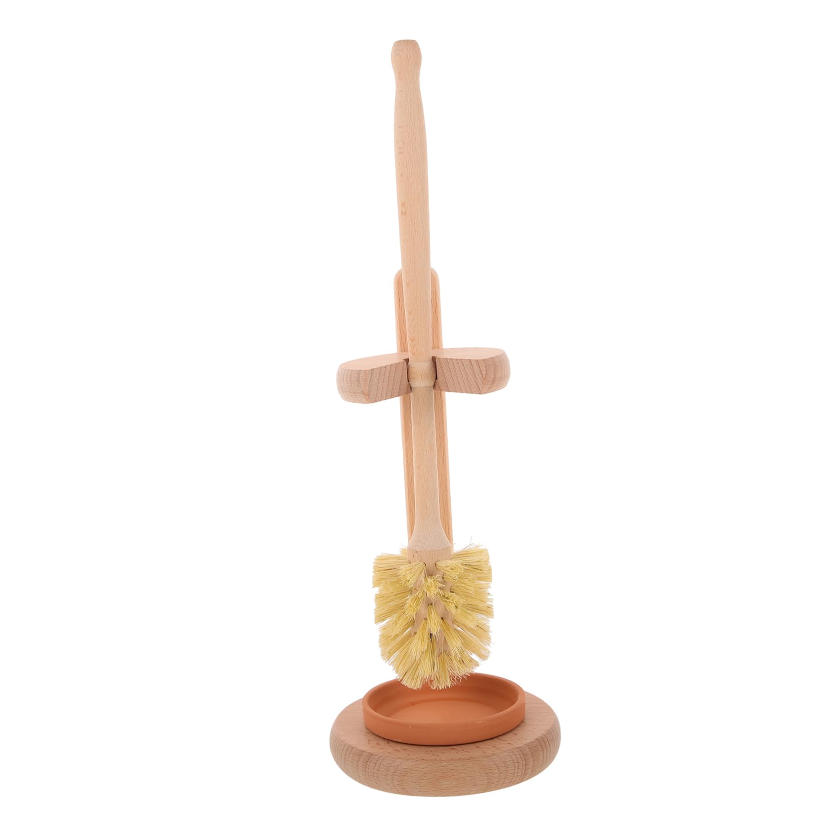 VALICLUD Juego de Escobilla Cepillo de Limpieza para Baño para Inodoro con Soporte de Madera y Cerámica Que No Daña Superficies y Limpia sin Dejar Rincones